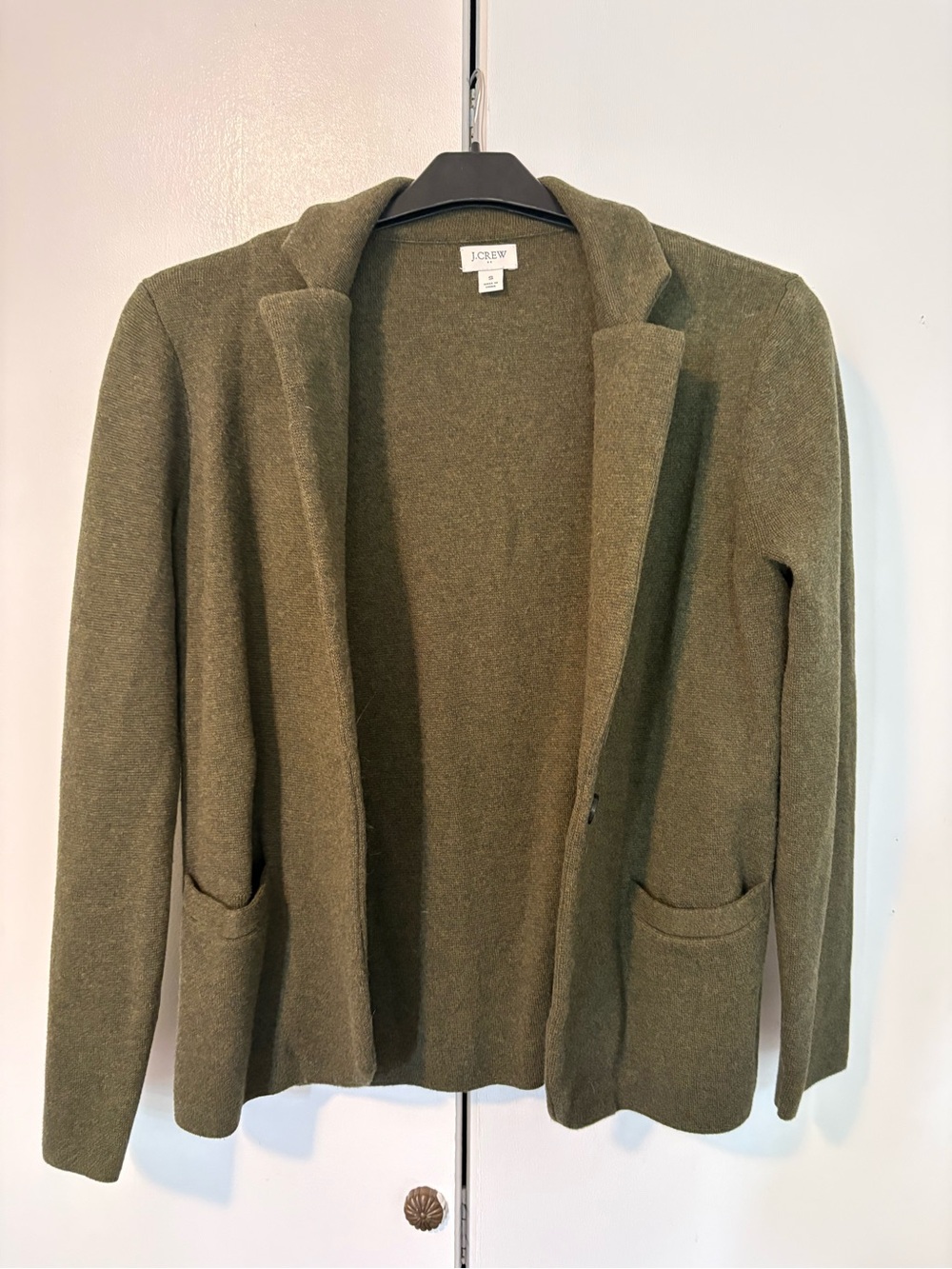 J. Crew Olive Knit Schoolboy Blazer
